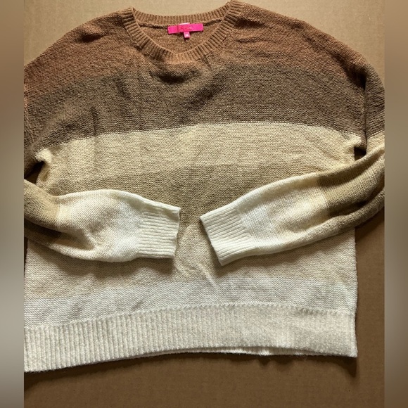 Lilly Pulitzer Elannie Wool Blend Toffee Marled Ombre Stripe Sweater XL - Picture 4 of 12